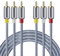 Goalfish AV-Kabel, 3 Cinch auf 3 Cinch-Stereo-Audio-Video-Kabel, Geflochten Nylon Subwoofer Kabel für TV, DVD-Player, Set-Top-Box, Lautsprecher, Verstärker, VCD, Videorekorder 1,0m