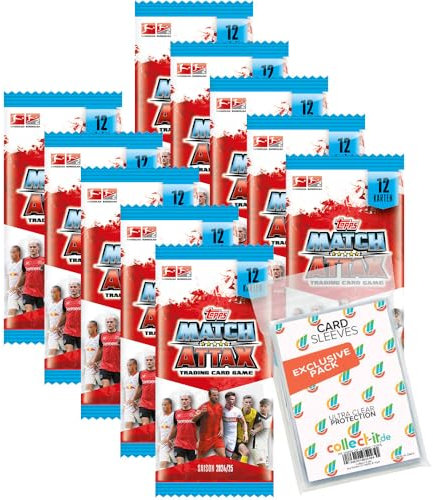 Bundle mit Topps Match Attax Bundesliga - 2024/2025-10 Booster + Exklusive Collect-it Hüllen