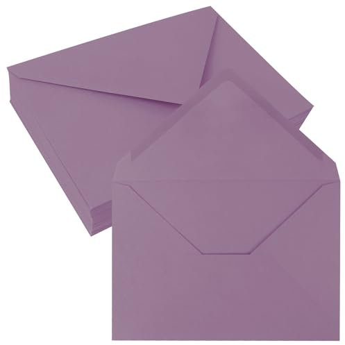 JAGERGREEN 50 Stück Umschläge C6 Lila, 108x159 mm 150 g/m² Briefumschläge A6 Selbstklebend mit Nassklebung, Briefumschlag ohne Fenster, Kuvert für Grußkarten, Geburtstagskarten, Einladungen, Hochzeit