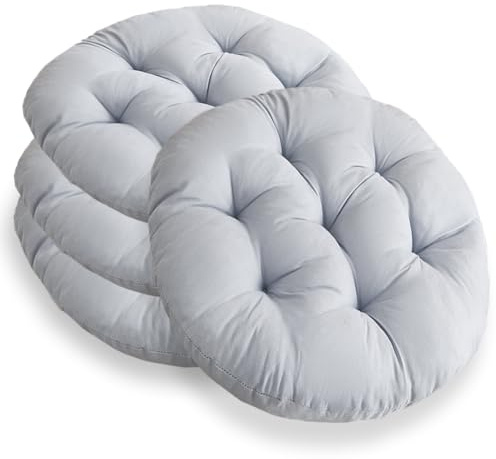 Set di 4 cuscini per sedia rotondi da 40 cm, cuscini arrotondati imbottiti, cuscini per sedia antracite per sedia da giardino, sedia da ufficio, sedia da balcone, morbidi cuscini per interni ed