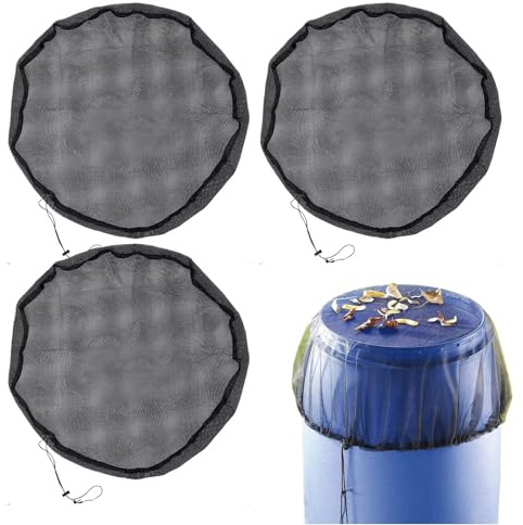 Kustimantu Couverture de Tonneau de Récupération d'eau | 4 Pièces Couvercles avec Cordon De Serrage pour Seaux | Couverture UV pour Baril de Pluie Jardin Cour Terrasse Pelouse - pour Jardin Extérieur