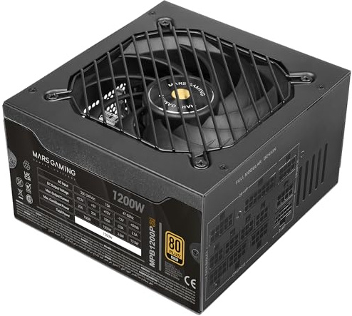 Mars Gaming MPB1200PSI Fuente Full Modular 1200W 80Plus Gold 10 Años Blanco
