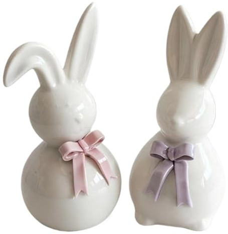 Generico Statua Del Coniglio Di Pasqua,Decorazione In Ceramica Con A Forma Di Coniglio - Scultura Decorativa Pasquale Del | Per Casa Ufficio Appartamento Soggiorno Camera Da Studio