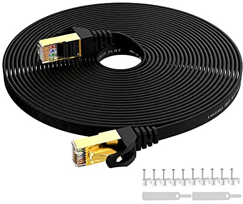 Lovicool CAT 7 Ethernet Cable 10m, High-Speed 600Mhz/s Gigabit LAN Network Patch Cord Flat Design Gold Plated RJ45 Connector for Switch/Router/Modem/PCs
