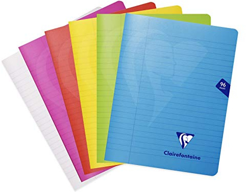 Clairefontaine 303745C Un Cahier Agrafé Mimesys - 17x22 cm - 96 Pages Lignées avec Marge - Papier Blanc 90 g - Couverture Polypro - Couleur Aléatoire