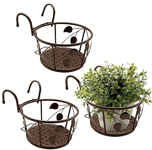NILICAN - Cestas Colgantes de Hierro Forjado para Colgar cestas de Flores para Balcones, Productos de Hierro para Plantas cultivadas en el hogar Traje de Tres Piezas (champán)