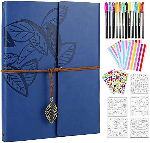 ZEEYUAN Fotoalbum Schwarze Seiten zum Selbstgestalten Leder Fotobuch zum Einkleben Scrapbook Set als Geschenke für Freundin Freund Partner