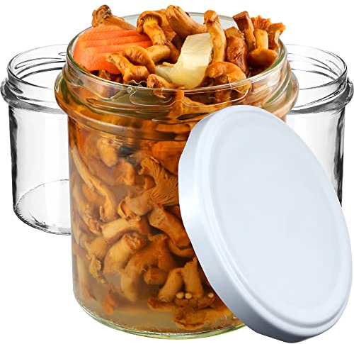 KADAX Frascos de Vidrio Herméticos de 350 ml, fi82 mm, Tarros con Tapa de Rosca, Tarros de Miel, Tarros de Conservas, Tarros para Hongos, Mermeladas, Miel (20 unidades), Color Blanco