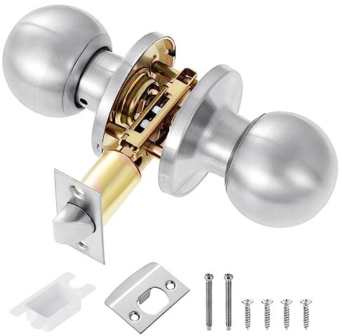 Coolty Pomo de Paso Redondo para Puertas de Paso Picaporte sin Llave y Sin Cerradura Ideal para Puertas de Interior sin Cerradura Puertas de Cocina Armario Despensa Armario Pasillo (Plata)
