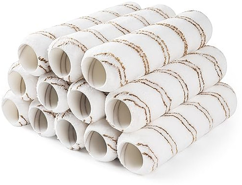 Mister Rui 9 Inch Microfiber Paint Roller Covers, 3/8 Inch Nap, 12 Pack