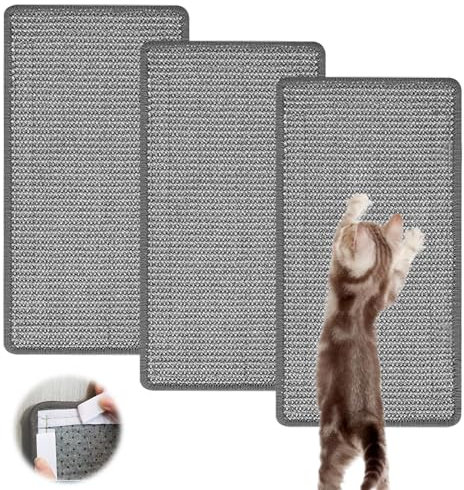Kratzmatte Katze, 3 Stück 50x25 cm Sisal Teppich Katzen, Katzenkratzbretter Sisal Kratzteppich Mit Klebstoff, Widerstandsfähig Katzenkratzmatte, Sisal Kratzmatte Kratz Für Katzen Kratzschutz Sofas