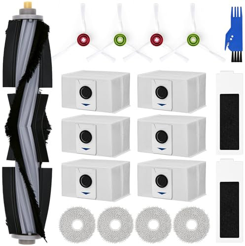 Zubehörset für Ecovacs Deebot T20e OMNI / T20 OMNI, 6*Antibakterielle Staubbeutel 4*Wischtücher Mopp Lappen 1*Hauptbürste 2*Filter 4*Seitenbürsten, Saugroboter Ersatzteile Zubehör