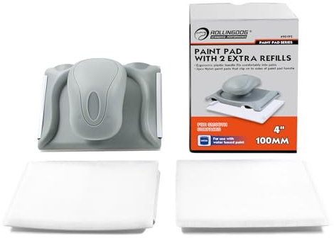 ROLLINGDOG Lot de tampons de peinture – 10,2 cm avec 3 recharges de tampons de peinture pour murs lisses, plafonds, fenêtres