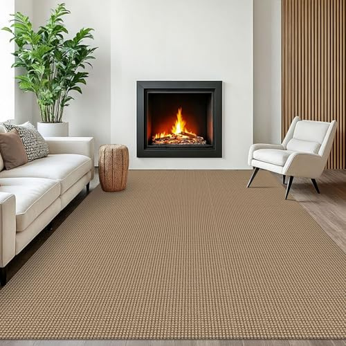 EARTHALL Woven Area Rugs 6x9 Ft Washable Living Room Rugs Non Slip Rubber Backed Dining Room Rug Braided Bedroom Rugs Indoor Floor Carpet for Living Room, Bedroom, Dining Room, Orange/Tan/Brown