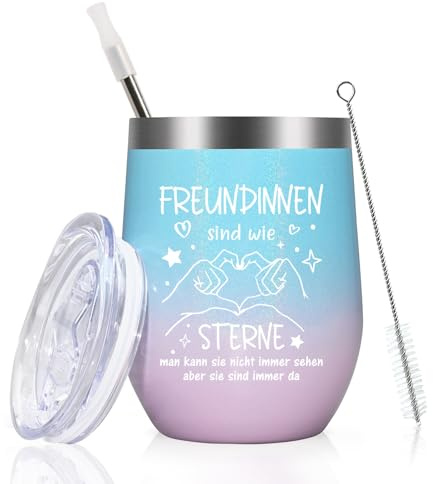 Livole Bästa vännen present jul, present till bästa vän, kvinnor, flickvänner gåva – flickvänner är som stjärnor – 350 ml kaffemugg to go termo, 350 ml termosmugg 32 ml (12