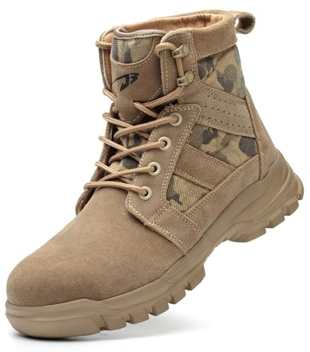 COOU Zapatos de Seguridad para Hombre Mujer Calzado de Trabajo Ligero Comodo Zapatillas Trabajo con Punta de Acero Botas de Trabajo 151/Caqui42