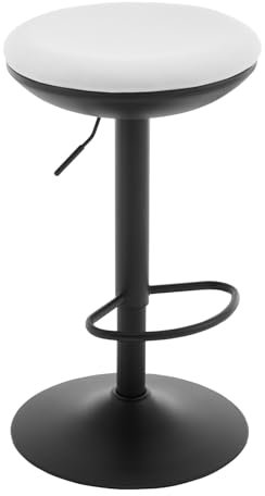 WOLTU Barhocker, Hocker höhenverstellbar drehbar, Barstuhl Tresenhocker Bistrohocker, Drehhocker mit Fußstütze Metallgestell, für Bar Kücheninsel, Netzgewebe, Weiß, BH414ws-1