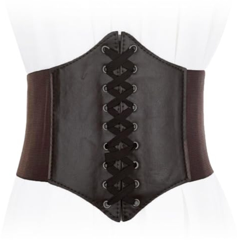 ZKGYUS Signora Cinture Stringate Donna Cintura Larga Elastica Cinturino in Vita in Pelle con lacci Corsetto elastico Cintura retrò Cinch