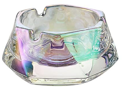Portable Crystal Ashtray, Glass Ash Tray for Cigarette Cigar, Clear Ashtrays Suitable for Outdoors, Indoors, Home, Bar, Office 8.5x4.5cm - Dazzling Color