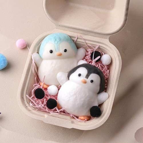 Anboor - Pingouins et squishies (2 unités, 7,6 cm, grands pingouins, mignons, pour réduire le stress, cadeau de fête Kawaii pour enfants et adultes (bleu et noir)
