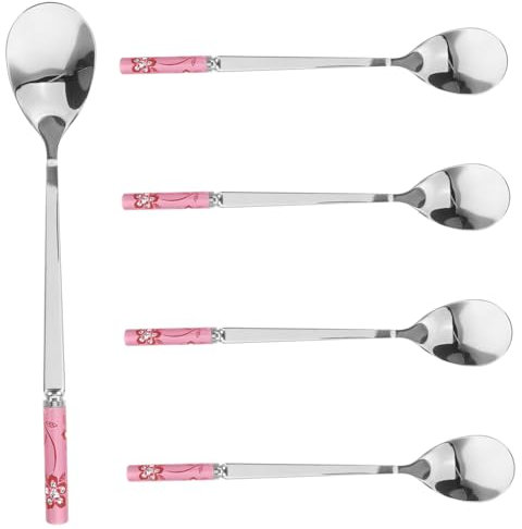 TOYANDONA 5pezzi Cucchiaio in Acciaio Per Gelato Per Espresso Cucchiaio Per Dessert Lungo Da