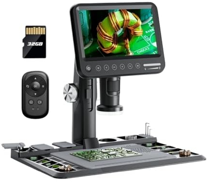 Digitalt Mikroskop 1600X 7 IPS Elektronisk PCB Lödstation 12MP Myntmikroskop Förstoringsglas 32GB Exakt Tydligast