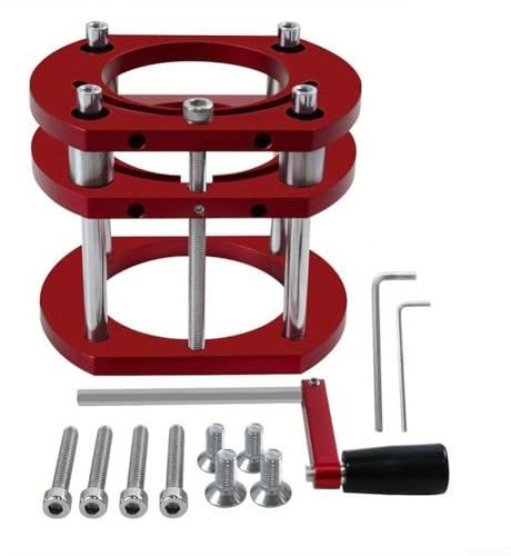 Base di sollevamento per router resistente con sollevamento manuale a 51 mm e viti di montaggio per piastra di inserimento sega da tavolo, compatibile con router di diametro 64-66 mm (rosso)