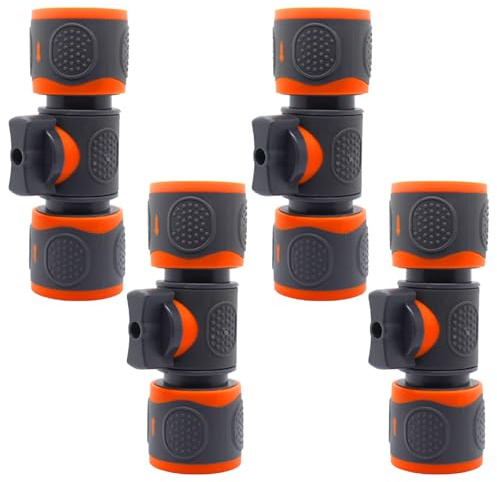 Conector Manguera, 4 Piezas Adaptador Manguera con Válvula Reguladora, para Prolongar la Manguera, Conector 1/2, para Jardines, Autos, Casas, Mascotas