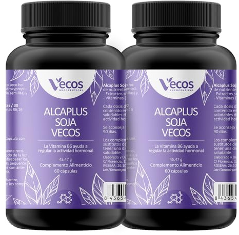 Isoflavonas de Soja + Extracto de Alcachofa -Soja - 60 Cápsulas - Ayuda a Combatir los Signos de la Menopausia - Propiedades Depurativas - Complemento Alimenticio