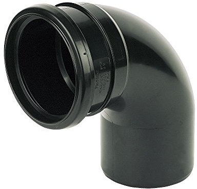 110MM Push Fit Bend 90 Degree Single Socket - Black Soil Pipe and Ring Seal Fittings