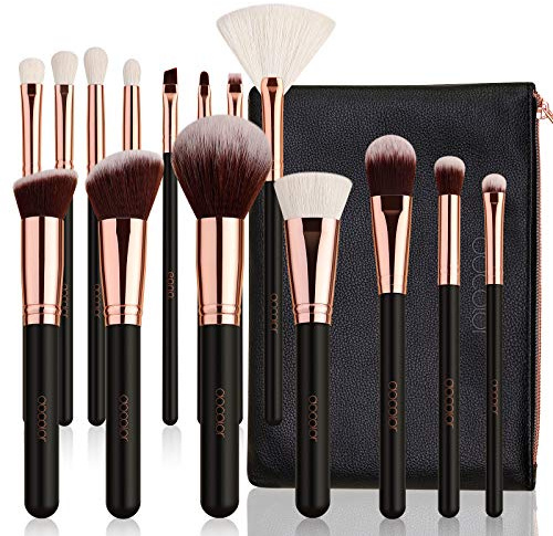 docolor Makeup Brushes 15Pcs Professional Makeup Brush Set with Travel Bag Powder Foundation Concealers Eyeshadow Eyeliner Blending Lip Brush Tools Gift Choice