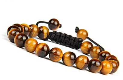 GD GOOD.designs EST. 2015 Pulsera de cuentas para hombres de Ojo De Tigre genuina - Pulsera de energía totalmente ajustable - Pulsera de bolas de chakra de 8mm