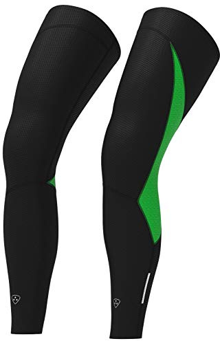 DHERA Men Cycling Legwarmers, Thermal Bike wear, Colour Green/Black, Size L Sports