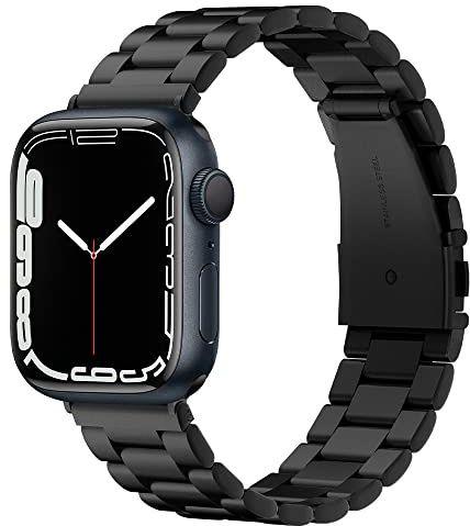 Spigen Modern Fit Bracelet en Metal Compatible avec Apple Watch Ultra 3/2/1 49mm, Series 11/10 46mm, Series 9/8/7 45mm, 44mm - Noir