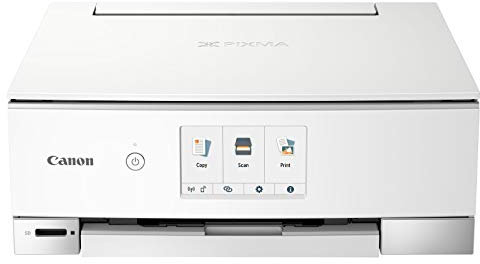 Canon PIXMA TS8351 Drucker Farbtintenstrahl Multifunktionsgerät DIN A4 (Scanner, Kopierer, 4.800 x 1.200 dpi, 6 separate Tinten, USB, WLAN, Duplexdruck, 2 Papierzuführungen, 5 GHz Support), weiß