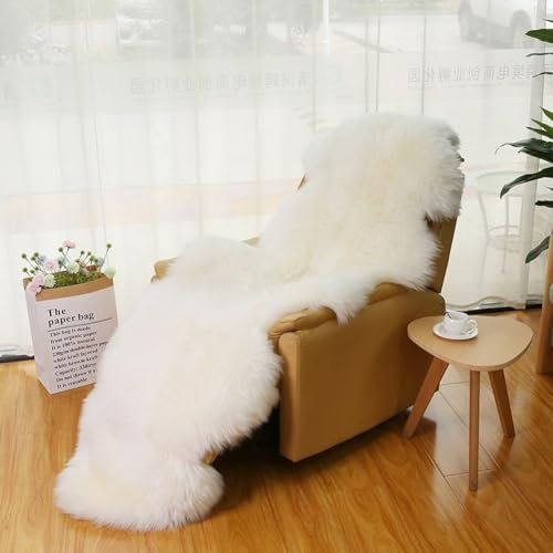 Altlue Lambskin Rug Sheepskin Real Large Fur Rug Fluffy Fur Rugs Lambskin Large For Living Room Bedroom (70 x 200 cm) (Colour: Ivory)