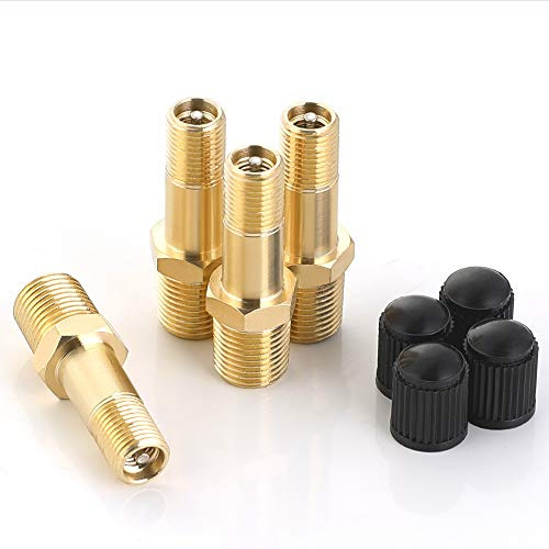 Hromee Air Tank Valve 1/8 MNPT, 4 Pieces Brass Fill Valve with Caps, Using with Compressed Air Tank