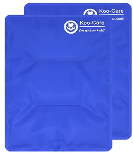 Koo-Care Large Flexible Gel Ice Pack for Injuries Reusable Hot Cold Compress - Fit for Shoulder Arm, Back, Hip, Knee, Shin, Foot Pain Relief, Swelling, Physical Therapy (L, 11 x 14) Pack of 2