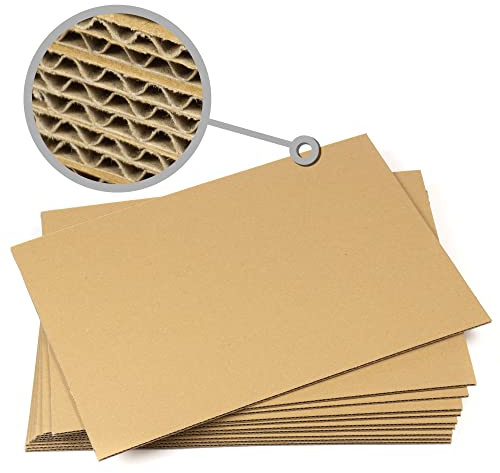 10 lastre di cartone ondulato formato A3 (420 x 297 mm), in cartone ondulato rigido, 4 mm, marrone kraft, per fai da te, rinforzo buste, scatoline, modellini