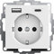Gira 245927 SchukoSteckdose USB-Anschluss Shutter Berührungsschutz 2-fach Typ A(max.2,4A) Typ C(max.3A) System 55 Reinweiß Matt UP Unterputz Schutzkontaktsteckdose Wandsteckdose Smartphone Tablet 32mm