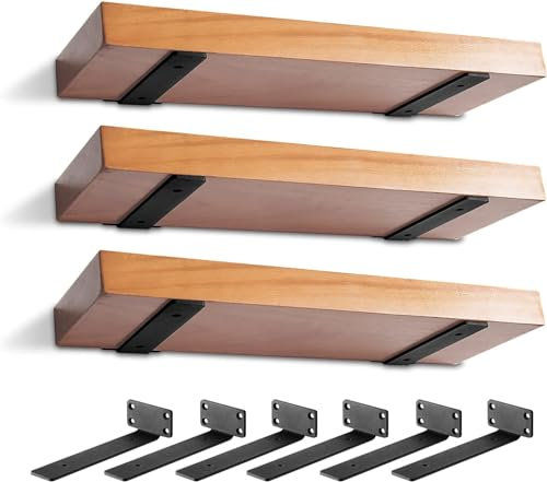 Robuste Regalhalterung, rustikale schwebende Regalhalterung für Regale, Wandmontage, 6 Stück, industrielle schwarze Regalhalterungen (15,2 cm - 6 Stück)