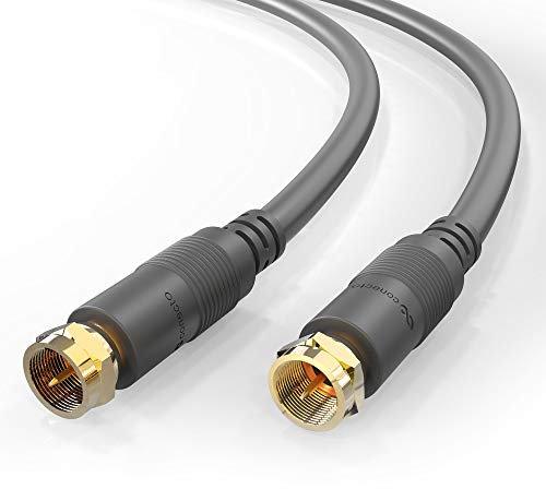 conecto Câble d'antenne SAT Câble coaxial Câble de satellite TV 5,00m double blindage F-fiche, pour HDTV, récepteur, satellite, internet, DAB, radio, noir