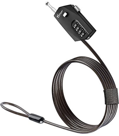 Verstellbares Kabelschloss mit kunststoffbeschichtetem Stahlkabel: 180 cm, multifunktionales Zahlenschloss aus Zinklegierung, ideal zum Abschließen von Kühlschränken, Gepäck, Helmen und Kajaks