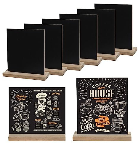 Mini Pizarra 8 Piezas Doble Cara Con Soporte de Madera - Letreros de Pie Para Menú, Decoración de Bodas, Cumpleaños, Bares y Fiestas