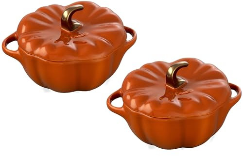 Staub Keramik-Set, 2-teilig, 680 ml, klein, Kürbis-Kokotte, Burnt Orange