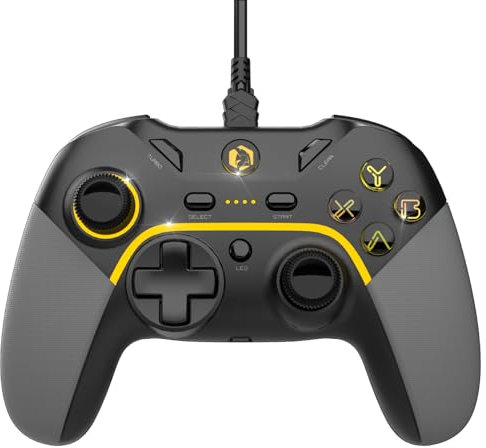 EMPIRE GAMING – Gamepad controller di gioco cablato – PC/PS3/Switch – Modalità Macro/Tubo – Doppia vibrazione – Porta audio da 3,5 mm – Ergonomico – Cavo USB da 1.8 M