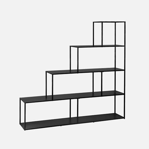 sweeek - Etagère bibliothèque escalier en métal Noir 4 Niveaux Industrielle L 160 x P 30 x H 157cm