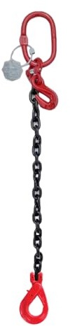 Grade 80 1-Leg Chain Sling 10MM With Self Locking Hook Lifting WLL 3.15 T + Shorteners Auto Hook (3 Metre EWL)