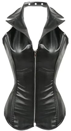 JTKSSCS Bustier Mujer Corsé de Cuero con Varillas de Acero for Mujer, corpiño con Solapa, Faja Ajustada(M)