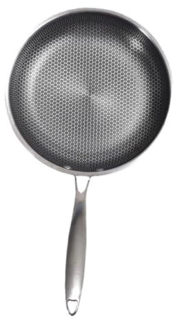 FONDOTIN Stainless Steel Honeycomb Frying Pan Non Stick Egg Steak Skillet Ergonomic Handle Cookware for Meal Sharing
